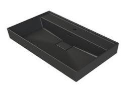 Turkuaz Sharp Etajerli Lavabo (Sağdan Batarya Delikli) 60x30 cm Mat Siyah
