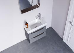 Turkuaz Sharp Etajerli Lavabo (Sağdan Batarya Delikli) 60x30 cm Mat Beyaz uygulama örneği