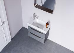Turkuaz Sharp Etajerli Lavabo (Soldan Batarya Delikli) 60x30 cm Mat Beyaz uygulama örneği