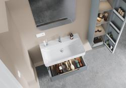 Turkuaz Hera Etajerli Lavabo 80x48 cm Mat Beyaz uygulama örneği