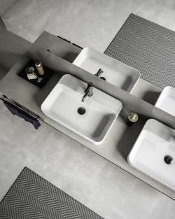 Turkuaz Hera Tezgah Üstü Lavabo 60x42 cm Mat Beyaz uygulama örneği