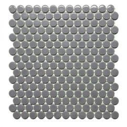 Pukka Tile Gri Glossy Penny Round Mozaik
