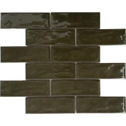 Pukka Tile Yeşil 2x6 Dalgali Brick Mozaik
