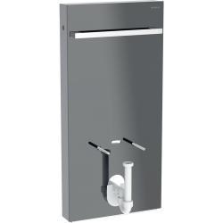 Geberit Monolith bide sıhhi modülü, havlu askılı 48x10,6x101 cm Ön: lav rengi / Cam / Yan kaplama: siyah / Fırçalanmış alüminyum