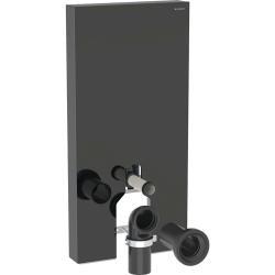 Geberit Yere oturan klozet için Monolith Plus sıhhi modülü, ön 48x10,6x101 cm Ön: siyah / Cam / Yan kaplama: siyah / Fırçalanmış alüminyum