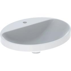 Geberit VariForm oval tezgah üstü lavabo, batarya banklı 55x45x17,8 cm Lavabo: beyaz / Alt bölüm: sırlı B1=52.8cm deliği=Orta Taşma=Yok glazed