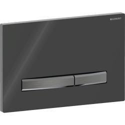 Geberit 2 kademeli deşarj için Sigma50 kare kumanda kapağı, metal rengi 24,6x1,3x16,4 cm Montaj plakası, Tuş: siyah krom 115.671.DW.2