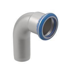 Geberit Mapress Paslanmaz Çelik eklenti uçlu dirsek (FKM mavi) 90° d=76.1mm