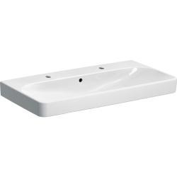Geberit Smyle köşeli tasarımlı lavabo 90x48x16,5 cm Beyaz 90x48cm Batarya deliği=Sol ve sağ Taşma=görünür simetrik