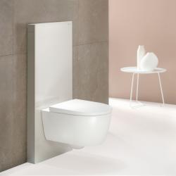 Geberit Asma klozet için Monolith Plus sıhhi modülü, ön 50,5x10,6x114 cm Ön: lav rengi / Cam / Yan kaplama: siyah / Fırçalanmış alüminyum uygulama örneği