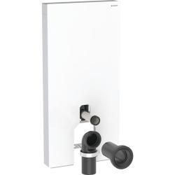 Geberit Yere oturan klozet için Monolith Plus sıhhi modülü, ön 48x10,6x101 cm Ön: beyaz / Cam / Yan kaplama: Fırçalanmış alüminyum