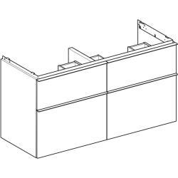Geberit iCon çift hazneli lavabo dolabı, dört çekmeceli 118,4x47,6x61,5 cm lav rengi / mat / Batarya kolu: lav rengi / mat