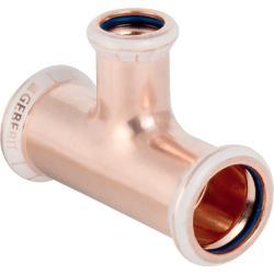 Geberit Mapress bakır inegal T parçası (FKM mavi) d=35mm d1=28mm d2=35mm