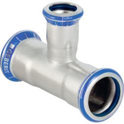 Geberit Mapress Paslanmaz Çelik inegal T parçası (FKM mavi) d=42mm d1=18mm d2=42mm