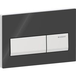 Geberit 2 kademeli deşarj için Alpha50 kare kumanda kapağı 21,3x1,5x14,2 cm Montaj plakası, Tuş: krom / parlak / Kapak: siyah / parlak