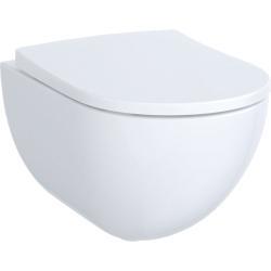 Geberit Smyle taharet fonksiyonlu yuvarlak asma klozet seti, alçak tip, kapalı form, Rimfree, klozet kapaklı 35,5x51x34 cm Beyaz