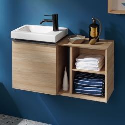 Geberit iCon Light küçük lavabo 38x28x13 cm Beyaz 38x13x28cm Batarya deliği=Sağ Taşma=Yok Etajer alanı=Sağ uygulama örneği
