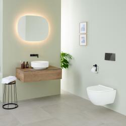 Geberit Option aydınlatmalı ayna, oval tasarım, dolaylı ışıklandırmalı 60x3x80 cm uygulama örneği