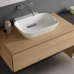 Geberit ONE CleanDrain kabuk şekilli çanak 50x42,5x15,5 cm Lavabo: beyaz / KeraTect / Gider kapağı: beyaz 505.051.00.1 uygulama örneği