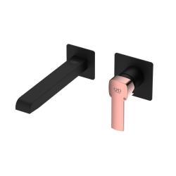 GPD Pedra Duvardan Ankastre Lavabo Bataryası Siyah Rose Gold