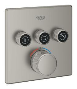 GROHE Grohtherm SmartControl Üç valfli akış kontrollü, ankastre termostatik duş bataryası Paslanmaz Çelik Satin Steel 29126MS0