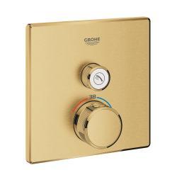 GROHE Grohtherm SmartControl Tek valfli akış kontrollü, ankastre termostatik duş bataryası Altın Brushed Cool Sunrise 29123GN0