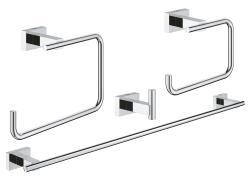 GROHE Essentials Cube 4ü bir arada banyo aksesuar seti Krom