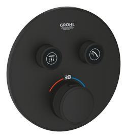 GROHE Grohtherm SmartControl Çift valfli akış kontrollü, ankastre termostatik duş bataryası Siyah Phantom Black 29507KF0