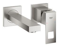 GROHE Eurocube 2 delikli lavabo bataryası S-Boyut Supersteel Infinity Kaplama M