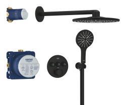 GROHE Grohtherm SmartControl Concealed shower system with Rainshower SmartActive 310 Siyah Phantom Black