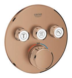 GROHE Grohtherm SmartControl Üç valfli akış kontrollü, ankastre termostatik duş bataryası Bronz Brushed Warm Sunset 29121DL0