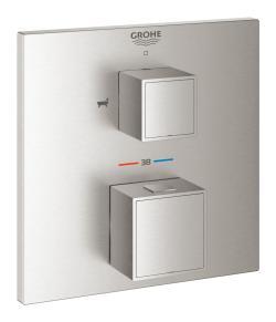 GROHE Grohtherm Cube Çift yönlü ankastre termostatik banyo bataryası Supersteel Infinity Kaplama