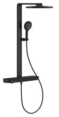 GROHE Rainshower Aqua Pure Duvara monte termostatik bataryalı duş sistemi Siyah Phantom Black 100964KF00