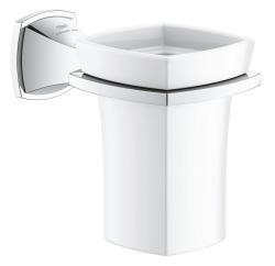 GROHE Grandera Seramik fırçalık ve tutacağı Krom