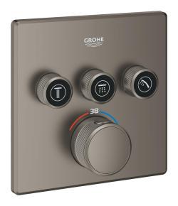 GROHE Grohtherm SmartControl Üç valfli akış kontrollü, ankastre termostatik duş bataryası Antrasit Satin Graphite 29126MG0