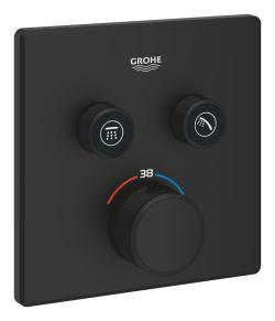 GROHE Grohtherm SmartControl Çift valfli akış kontrollü, ankastre termostatik duş bataryası Siyah Phantom Black 102166KF00