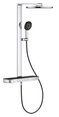 GROHE Rainshower Aqua Pure Duvara monte termostatik bataryalı duş sistemi Krom, siyah 101680KI00