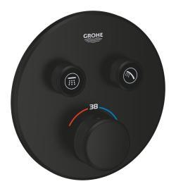 GROHE Grohtherm SmartControl Çift valfli akış kontrollü, ankastre termostatik duş bataryası Siyah Matt Black 291192430