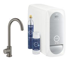 GROHE Blue Home Mono musluklu C tipi çıkış ucu başlangıç kiti Antrasit Brushed Hard Graphite