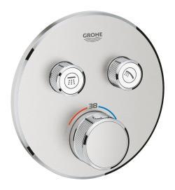 GROHE Grohtherm SmartControl Çift valfli akış kontrollü, ankastre termostatik duş bataryası Supersteel Infinity Kaplama 29119DC0