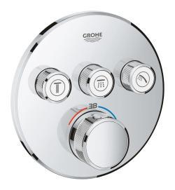 GROHE Grohtherm SmartControl Üç valfli akış kontrollü, ankastre termostatik duş bataryası Krom 29121000