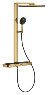 GROHE Rainshower Aqua Pure Duvara monte termostatik bataryalı duş sistemi Altın Cool Sunrise 100962GL00