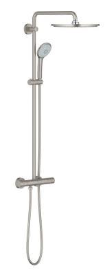 GROHE Euphoria System 310 Duvara monte termostatik bataryalı duş sistemi Supersteel Infinity Kaplama