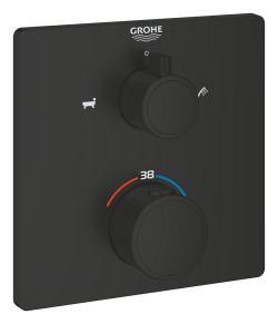 GROHE Grohtherm Çift yönlü ankastre termostatik banyo bataryası Siyah Matt Black 1022112430