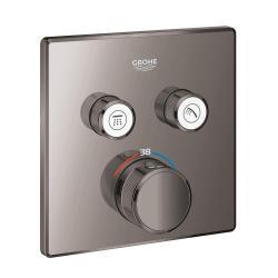 GROHE Grohtherm SmartControl Çift valfli akış kontrollü, ankastre termostatik duş bataryası Antrasit Hard Graphite 29124A00