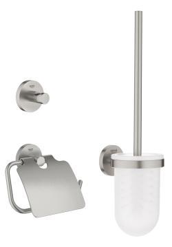 GROHE Essentials City 3ü 1 arada tuvalet aksesuar seti Supersteel Infinity Kaplama