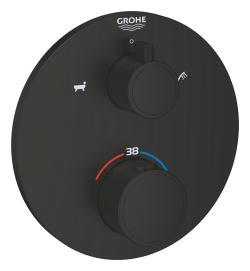 GROHE Grohtherm Çift yönlü ankastre termostatik banyo bataryası Siyah Matt Black 1022102430