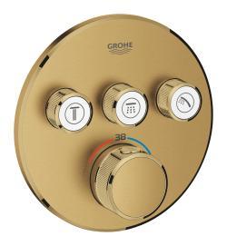 GROHE Grohtherm SmartControl Üç valfli akış kontrollü, ankastre termostatik duş bataryası Altın Brushed Cool Sunrise 29121GN0