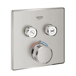 GROHE Grohtherm SmartControl Çift valfli akış kontrollü, ankastre termostatik duş bataryası Supersteel Infinity Kaplama 29124DC0