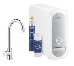 GROHE Blue Home Mono musluklu C tipi çıkış ucu başlangıç kiti Krom